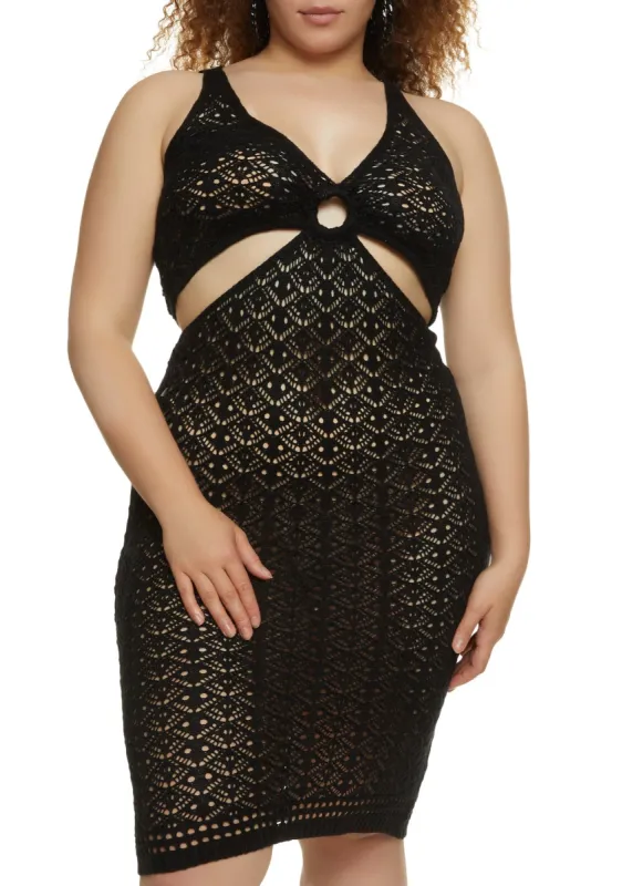 Plus Size Keyhole Cut Out Knit Dress sold by Rainbow