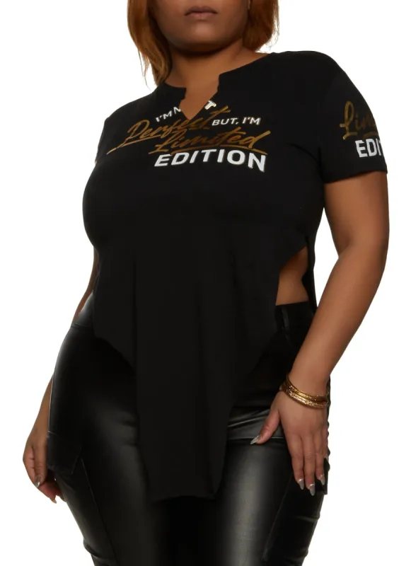 Plus Size Im Not Perfect But Im Original Notch Neck Top sold by Rainbow
