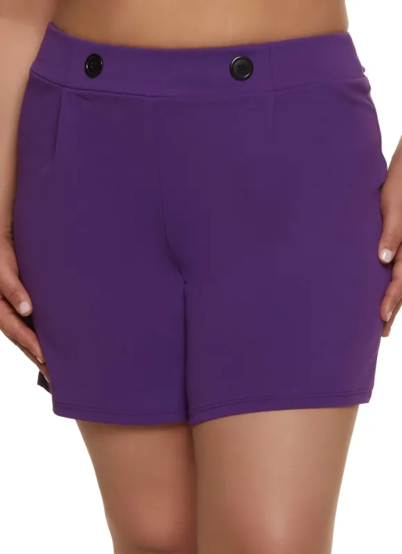 Plus Size Solid Crepe Knit Shorts sold by Rainbow