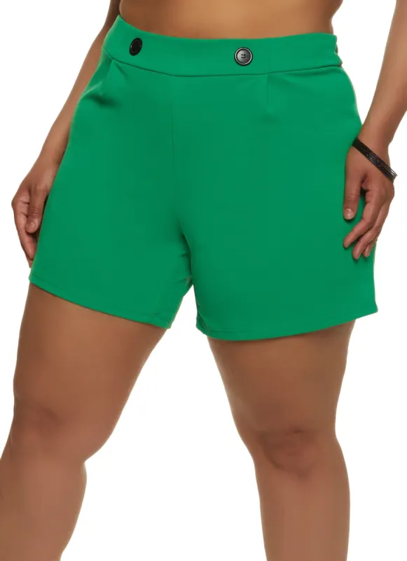 Plus Size Solid Crepe Knit Shorts sold by Rainbow