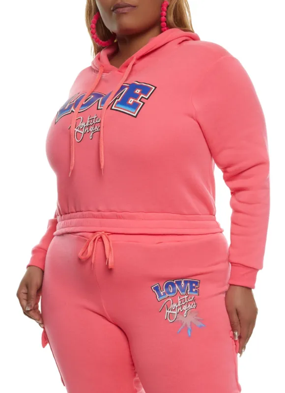 Plus Size Love Cropped Graphic Hoodie sold by Rainbow