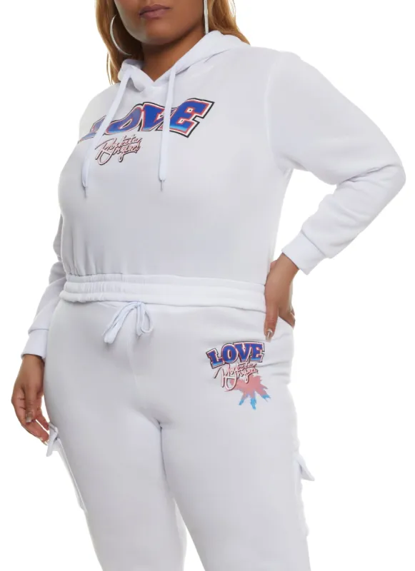 Plus Size Love Cropped Graphic Hoodie sold by Rainbow