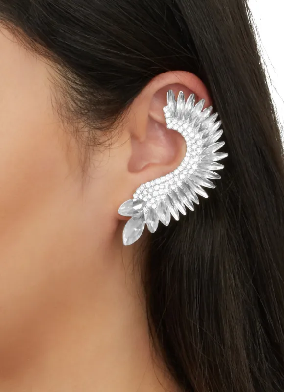Rhinestone Ear Climber Cuff Earrings sold by Rainbow