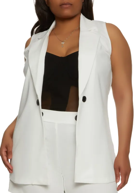 Plus Size Solid Crepe Knit Blazer Vest sold by Rainbow