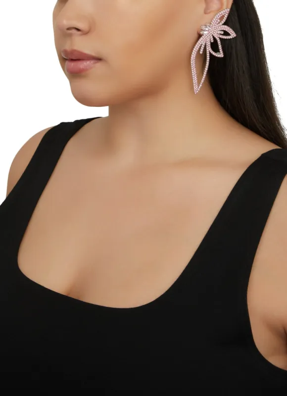 Rhinestone Flower Statement Earrings sold by Rainbow