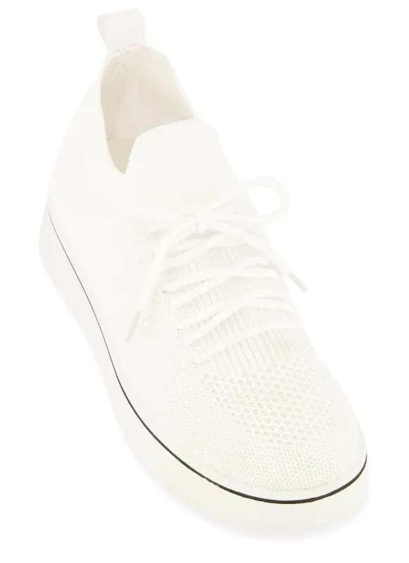 Textured Knit Lace Up Platform Sneakers sold by Rainbow