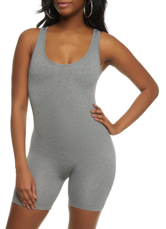 Seamless Ribbed Scoop Neck Romper sold by Rainbow