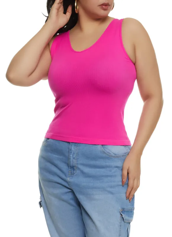 Plus Size Sleeveless Seamless Tank Top sold by Rainbow