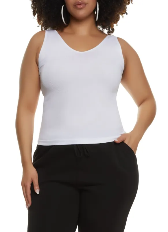 Plus Size Sleeveless Seamless Tank Top sold by Rainbow