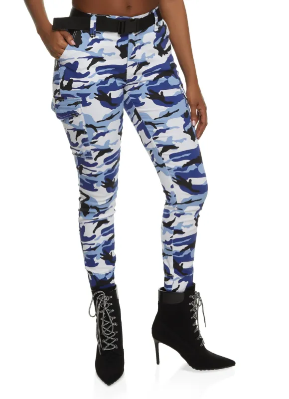 Almost Famous Belted Camo Cargo Joggers sold by Rainbow