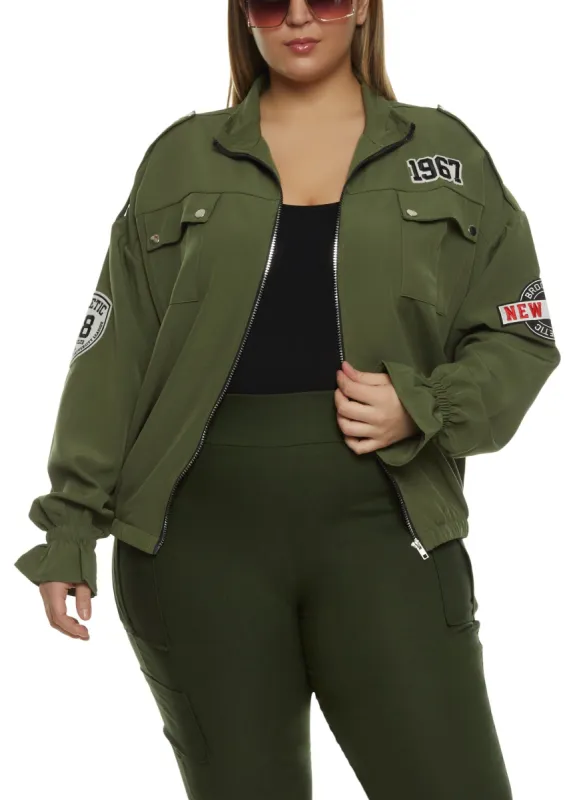 Plus Size 1967 New York Patch Graphic Jacket sold by Rainbow