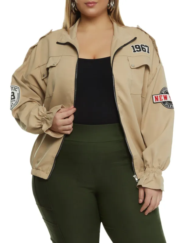 Plus Size 1967 New York Patch Graphic Jacket sold by Rainbow