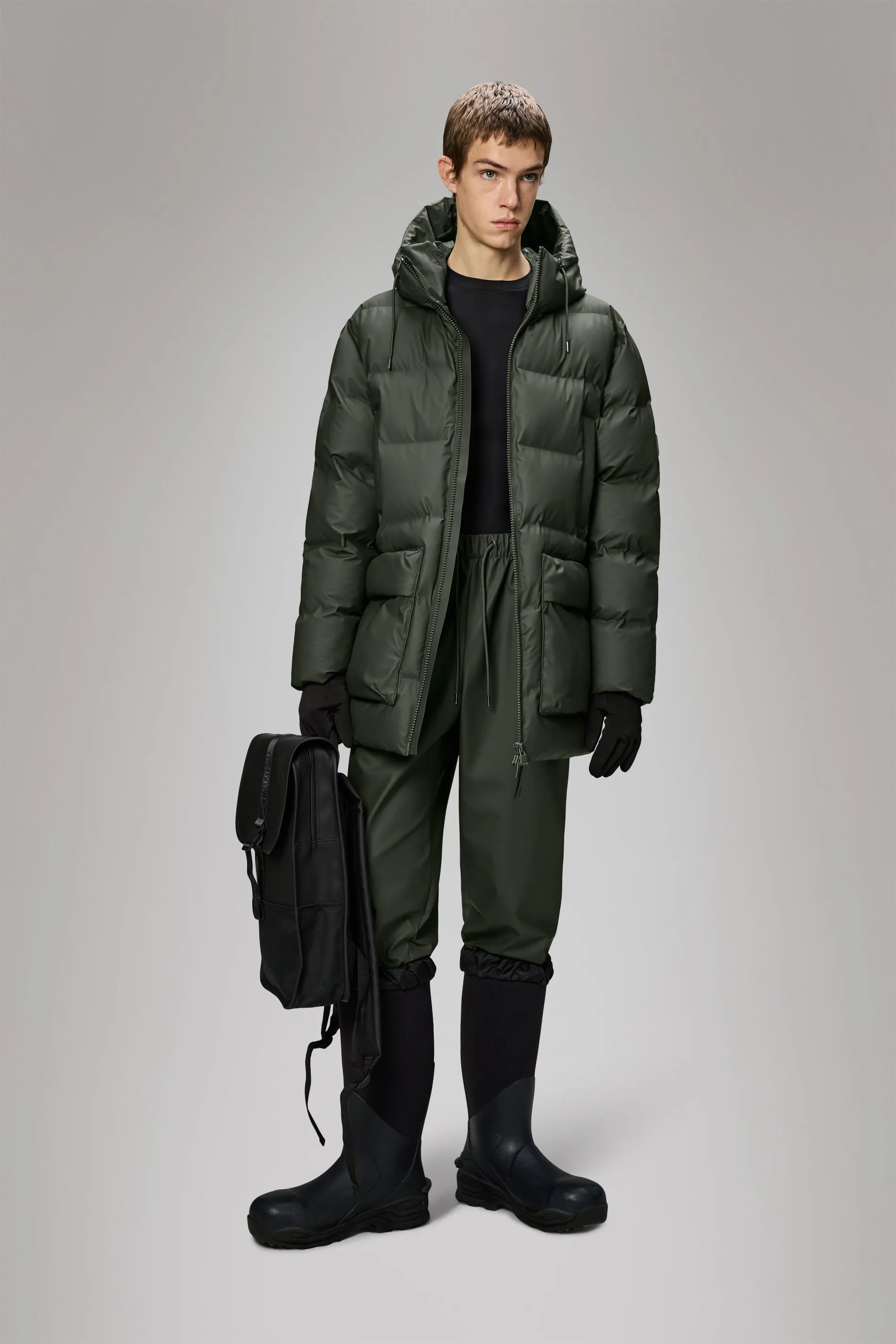 Alta Long Puffer Cargo Jacket sold by Rains product image thumbnail 4