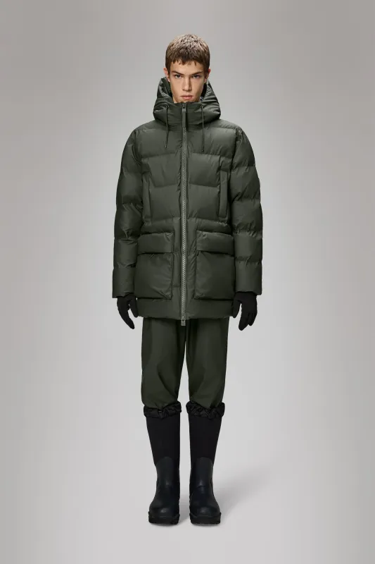 Alta Long Puffer Cargo Jacket sold by Rains