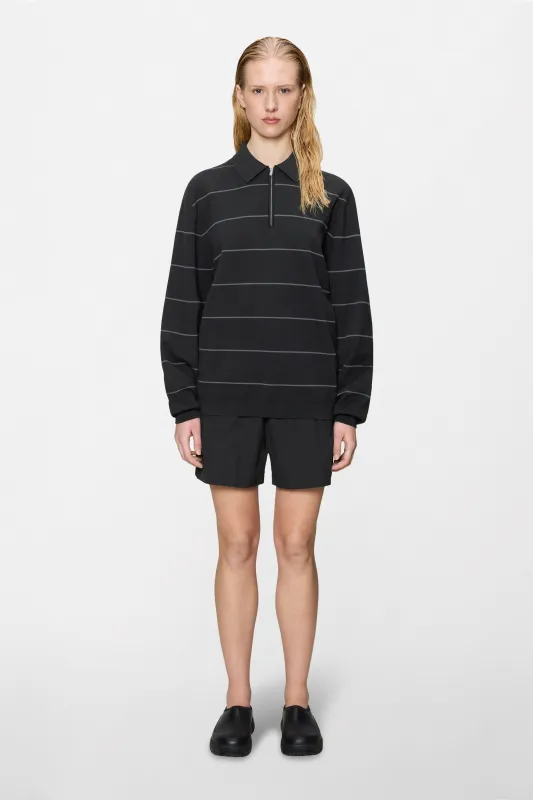 Striped Knit Long Sleeve Polo made by Rains