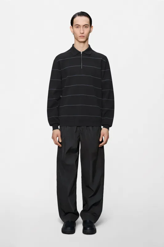 Striped Knit Long Sleeve Polo made by Rains