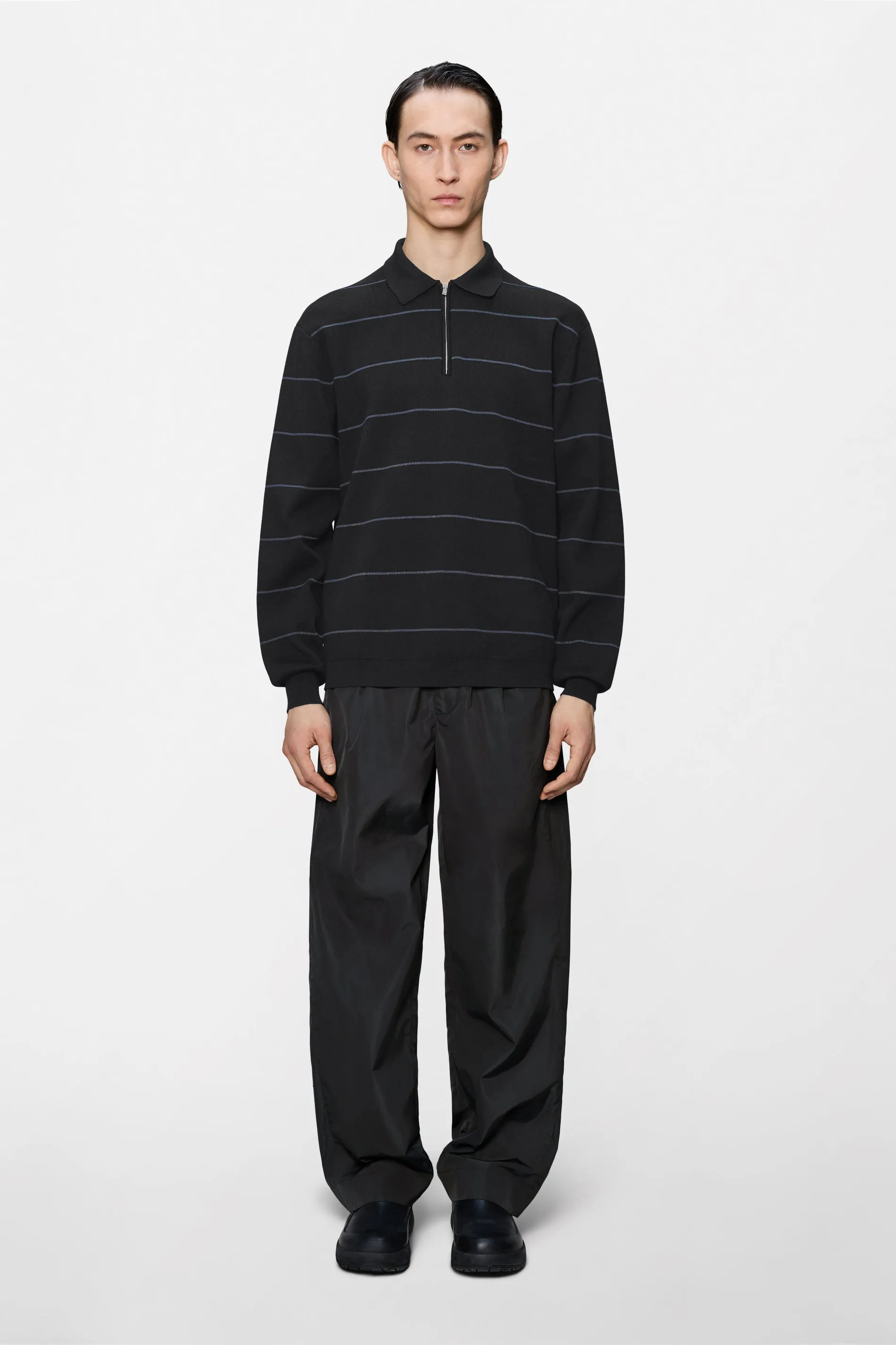 Striped Knit Long Sleeve Polo sold by Rains