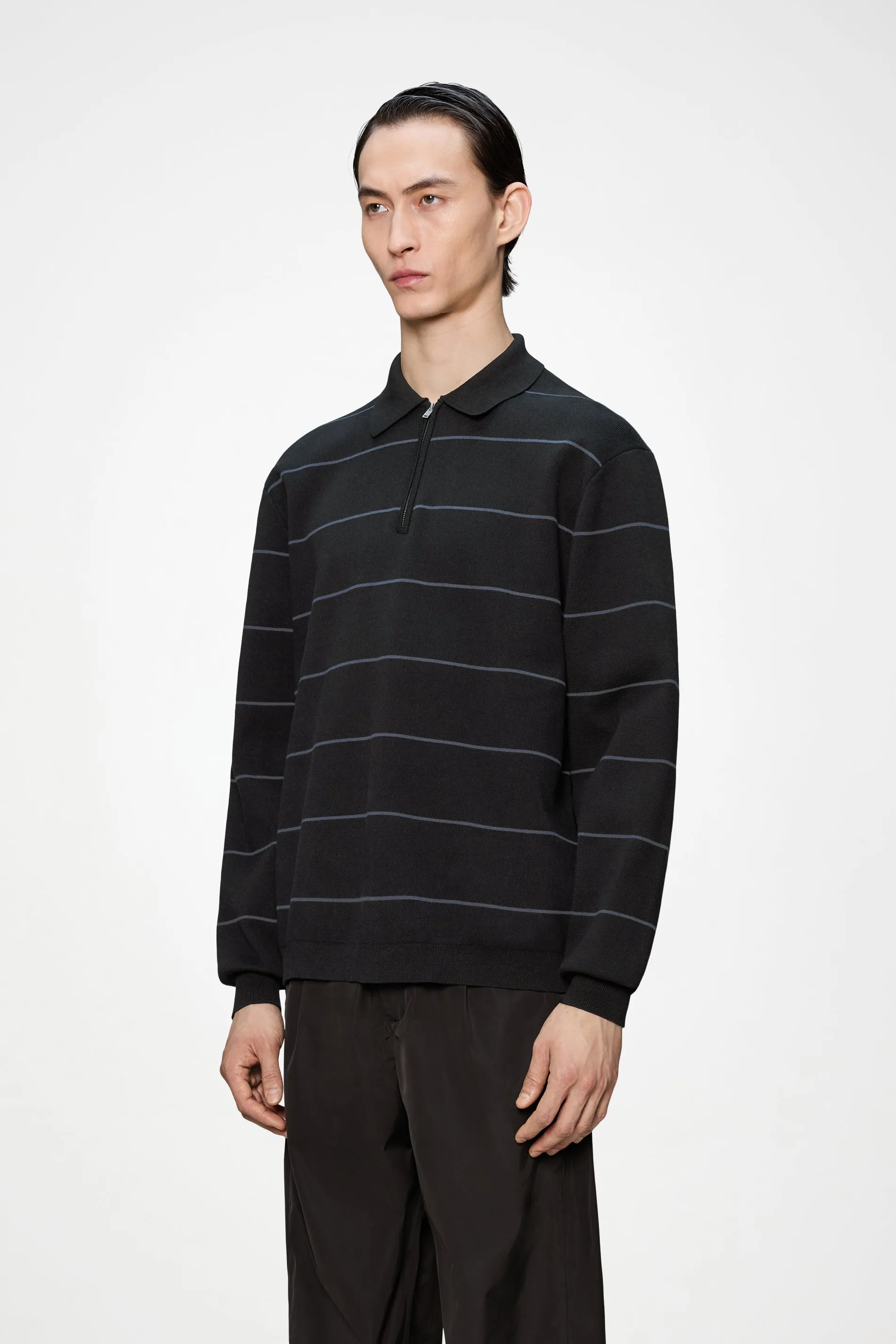 Striped Knit Long Sleeve Polo sold by Rains product image thumbnail 5