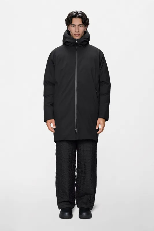 Sarna Long Puffer Jacket made by Rains
