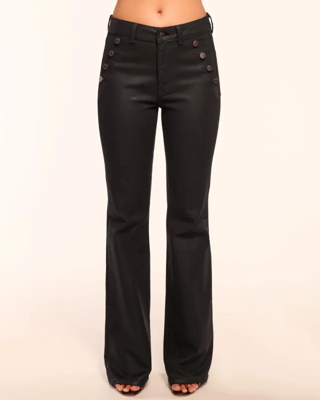 Helena Coated High-Rise Flare Jean made by Ramy Brook