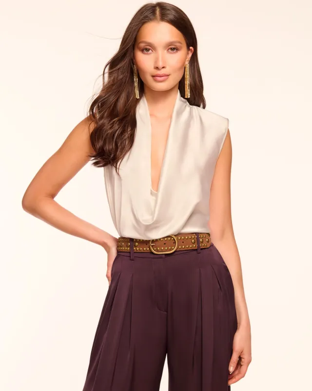 Gregory Silk Cowl Neck Top made by Ramy Brook