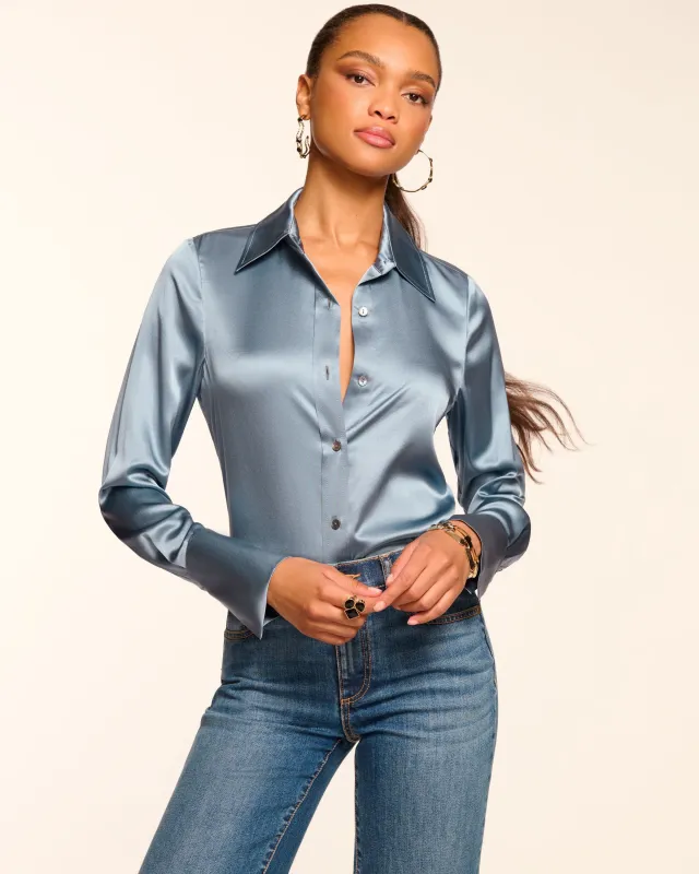 Victoria Silk Button Down Blouse made by Ramy Brook