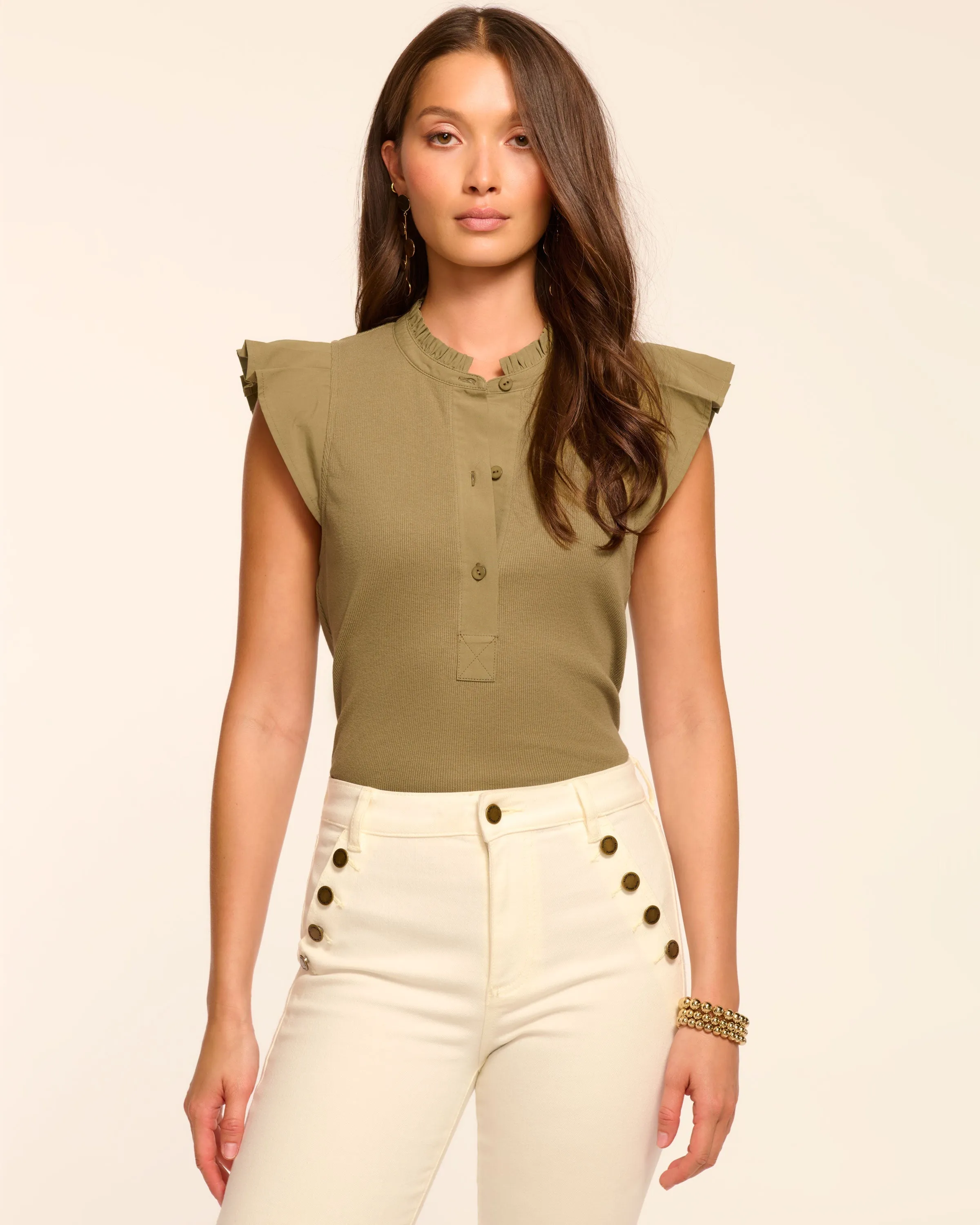 Monroe Cotton Knit Combo Flutter Sleeve Top sold by Ramy Brook product image thumbnail 4