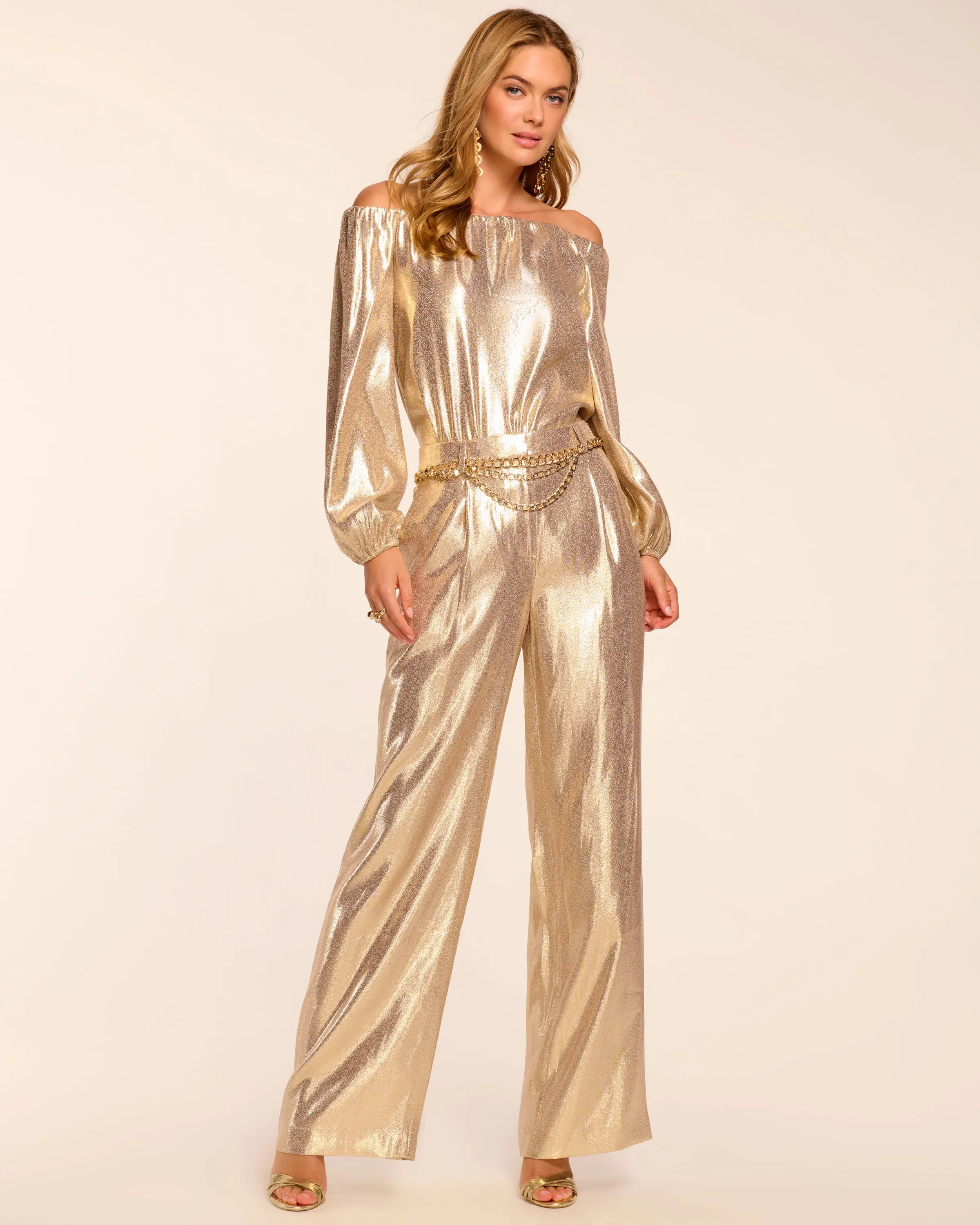 Izzy Silk Lamé Wide Leg Pant sold by Ramy Brook product image thumbnail 2