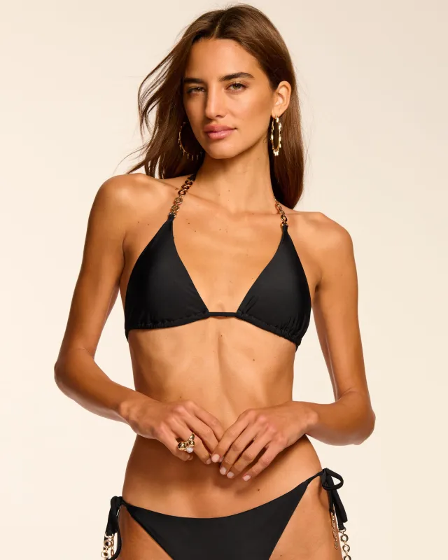 Terry Embellished Halter Triangle Bikini Top sold by Ramy Brook