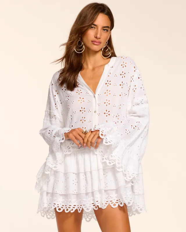 Roxanne Cotton Eyelet Coverup Mini Dress sold by Ramy Brook