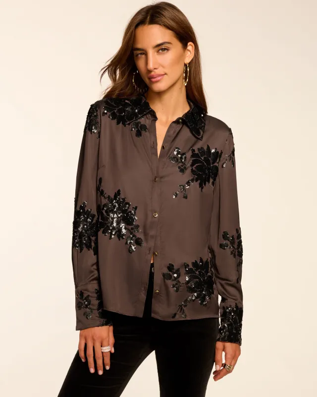 Sara Button Down Embellished Shirt sold by Ramy Brook