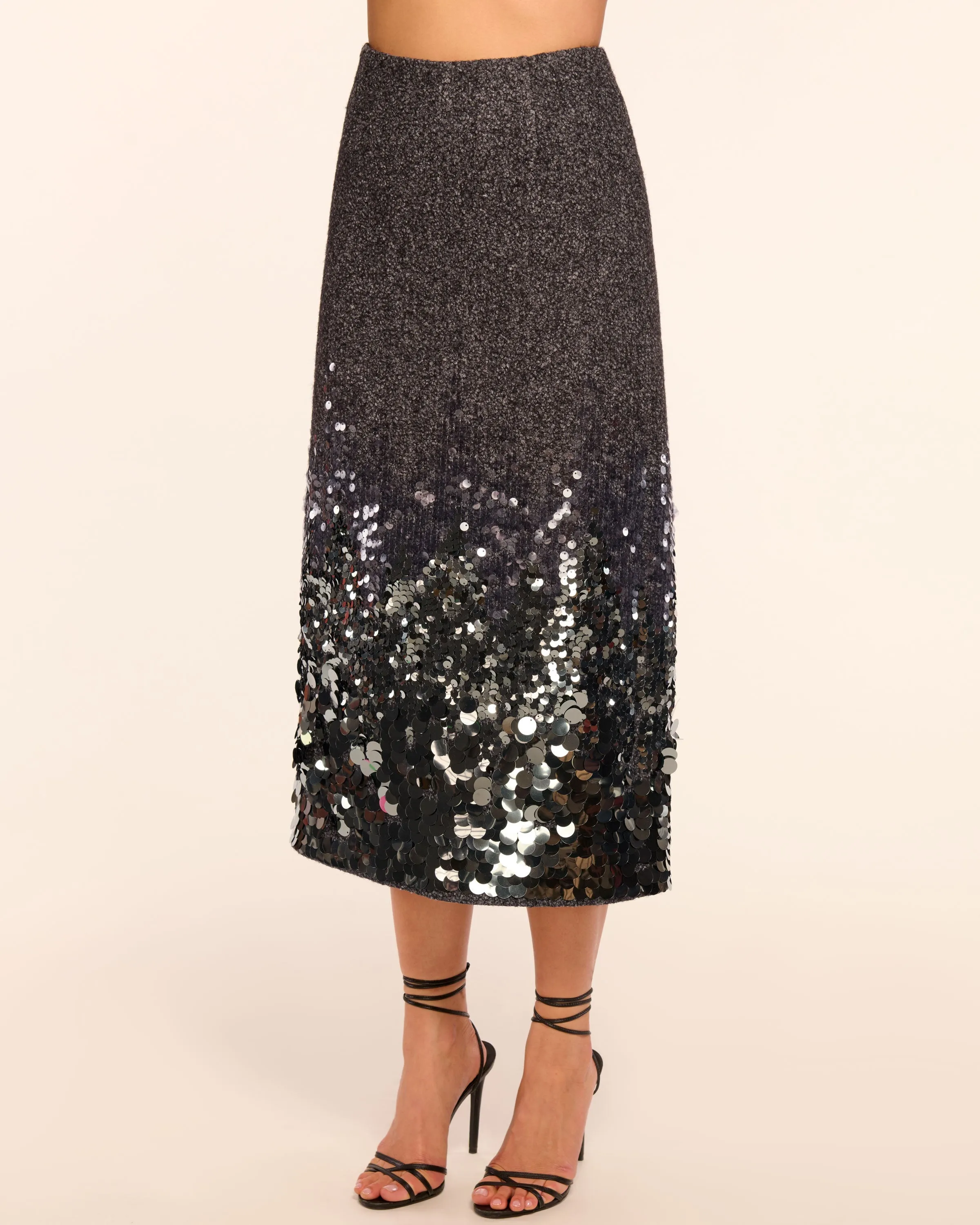 Peter Wool Blend Embellished Midi Skirt sold by Ramy Brook