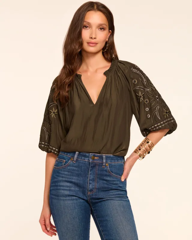 Karen Embellished V-Neck Blouse sold by Ramy Brook