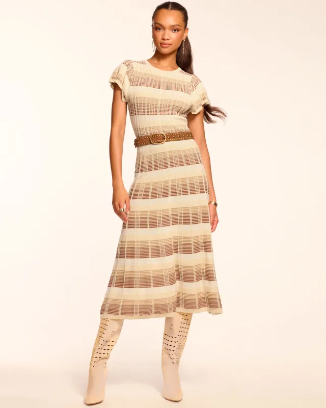 Rachel Plaid Knit Flutter Sleeve Midi Dress sold by Ramy Brook
