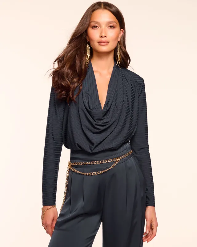 Antonia Ribbed Knit Cowl Neck Top sold by Ramy Brook
