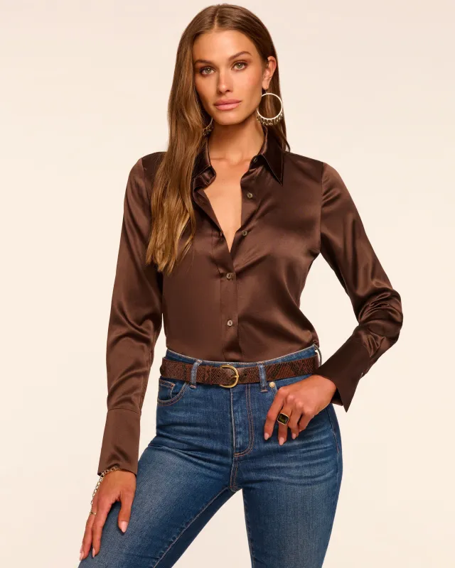 Victoria Silk Button Down Blouse made by Ramy Brook