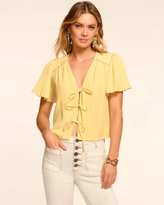 Selene Tie-Front Short Sleeve Blouse sold by Ramy Brook