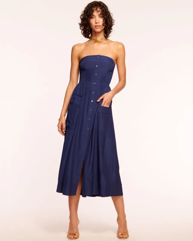 Blair Strapless Smocked Midi Dress sold by Ramy Brook