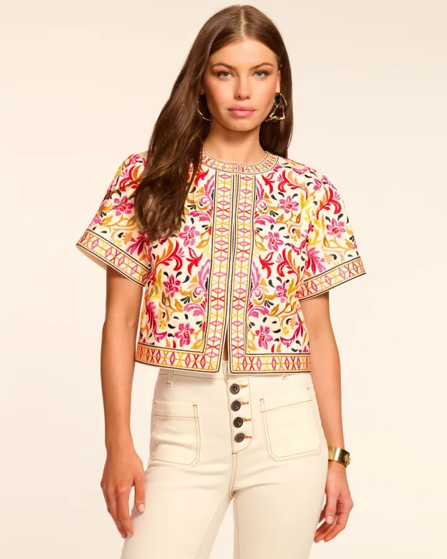 Maya Cotton Embroidered Short Sleeve Jacket sold by Ramy Brook