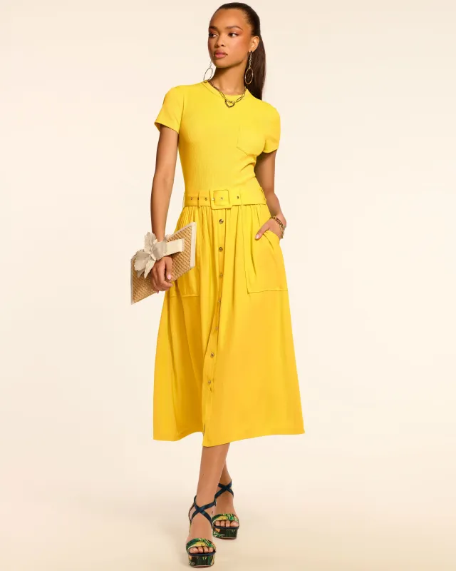 Sylvie Combo Ribbed Midi Dress sold by Ramy Brook