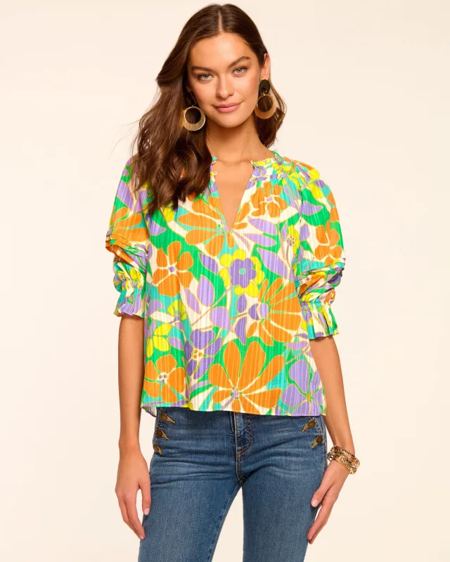 Trixie Puff Sleeve V-Neck Blouse sold by Ramy Brook