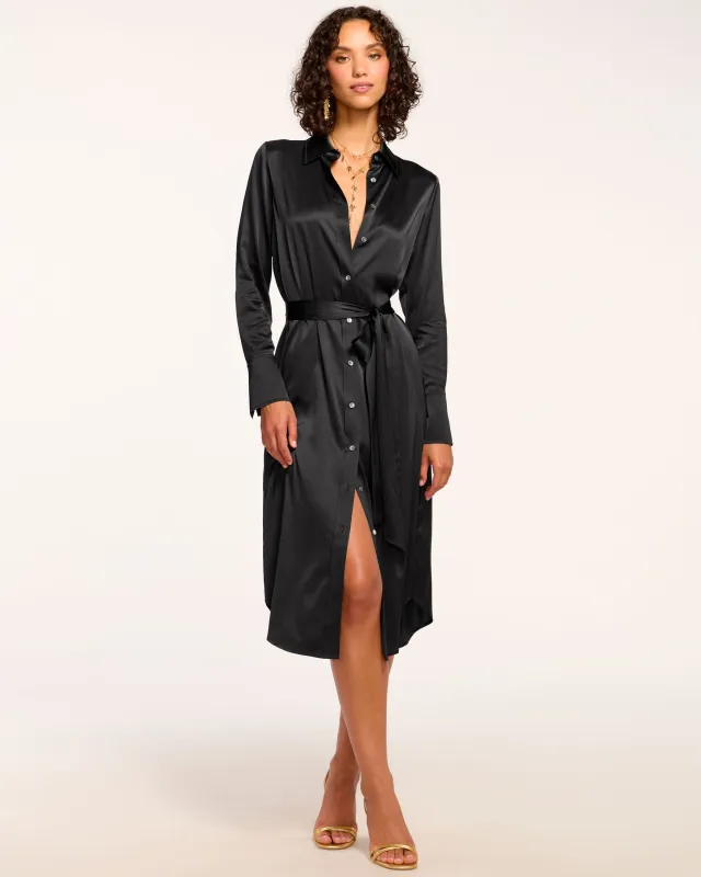 Victoria Silk Button Down Midi Dress sold by Ramy Brook