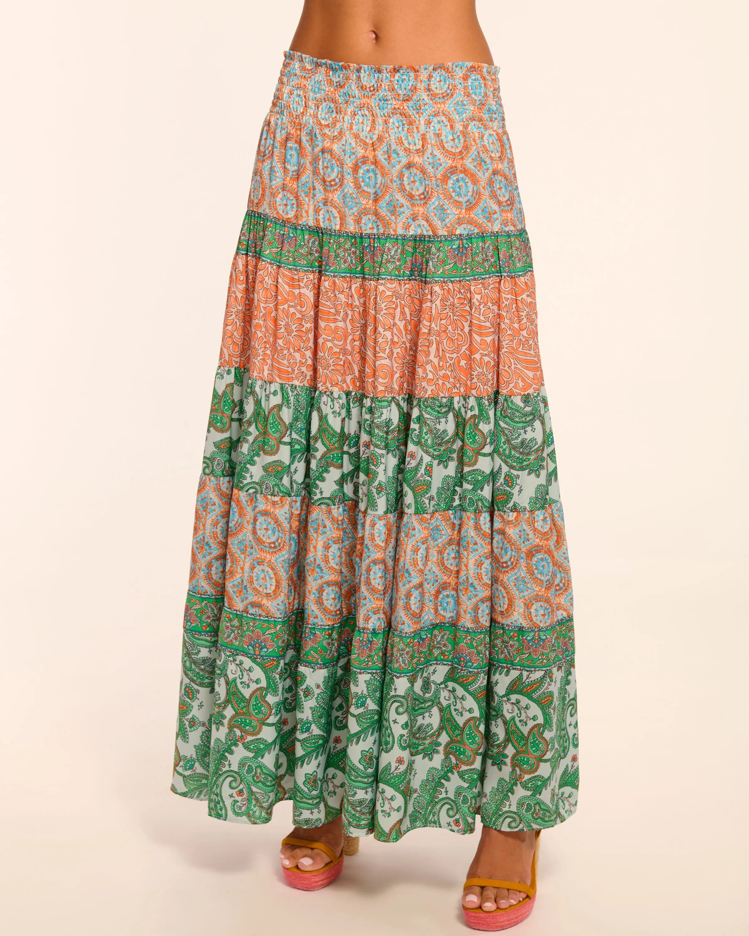 Dorotha Smocked Maxi Skirt sold by Ramy Brook