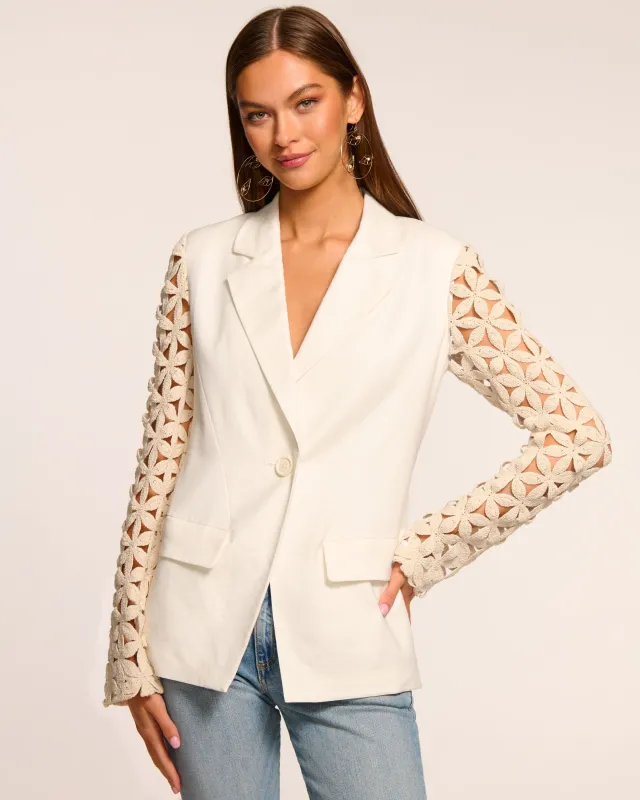 Kelsey Embellished Linen Blazer sold by Ramy Brook