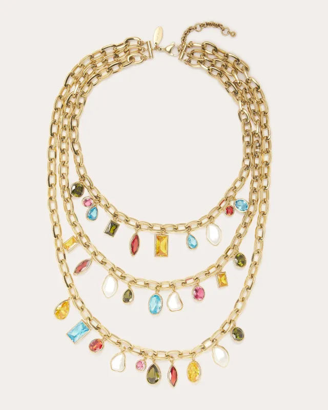 Millie Multicolor Stone Layered Necklace made by Ramy Brook