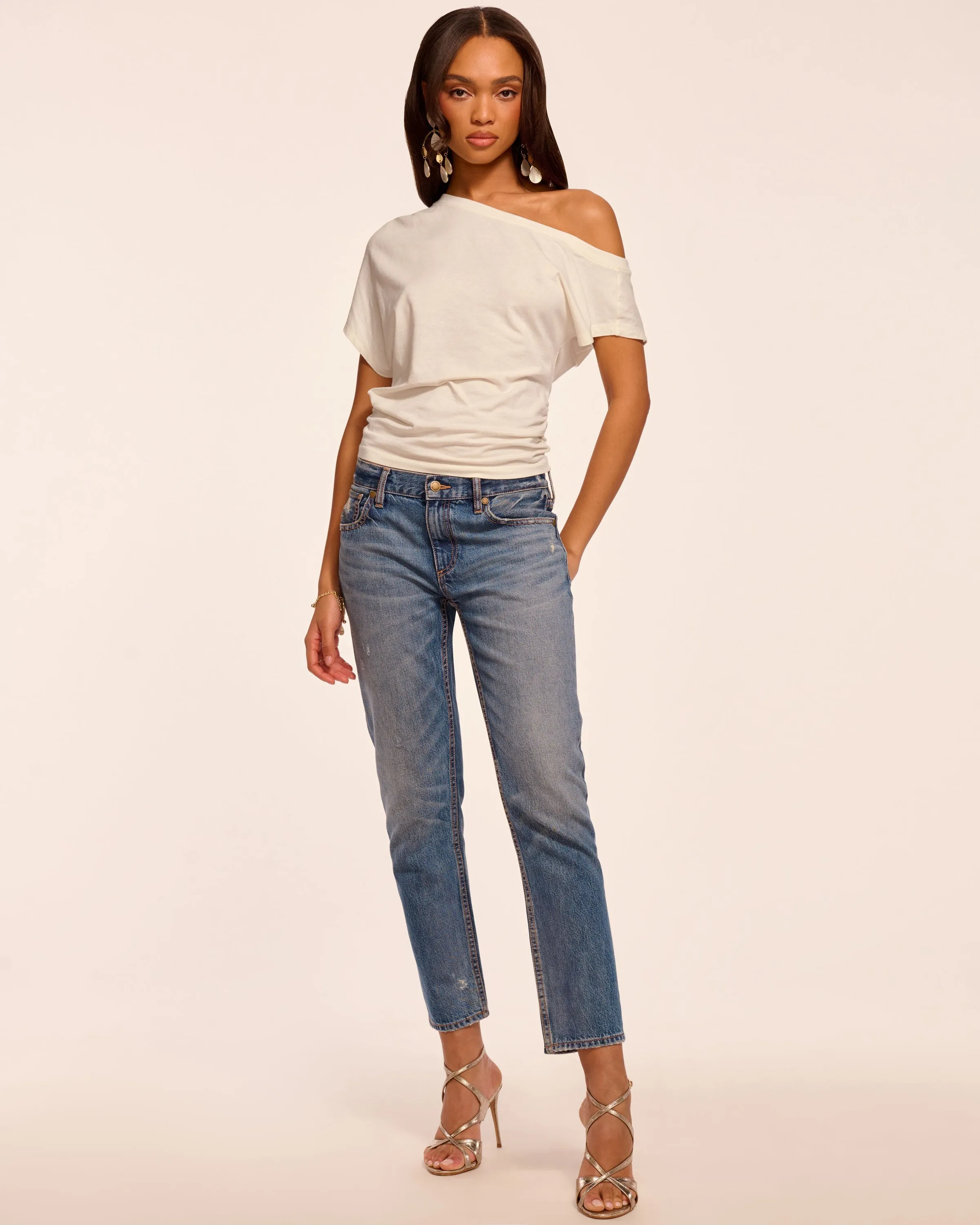 Milla Distressed Low-Rise Tapered Jean sold by Ramy Brook product image thumbnail 2