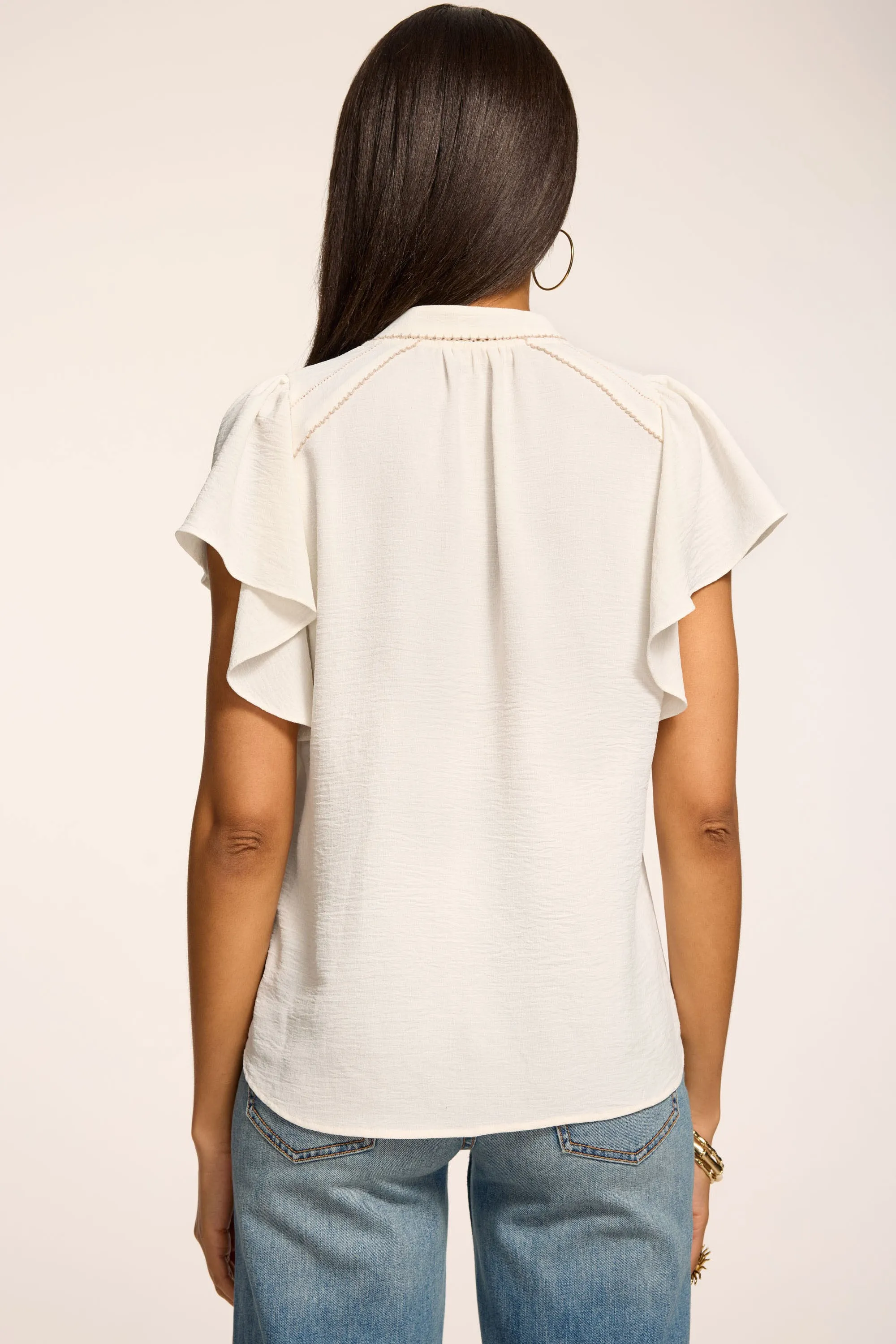 Blake Cotton Poplin Flutter Sleeve Blouse sold by Ramy Brook product image thumbnail 3