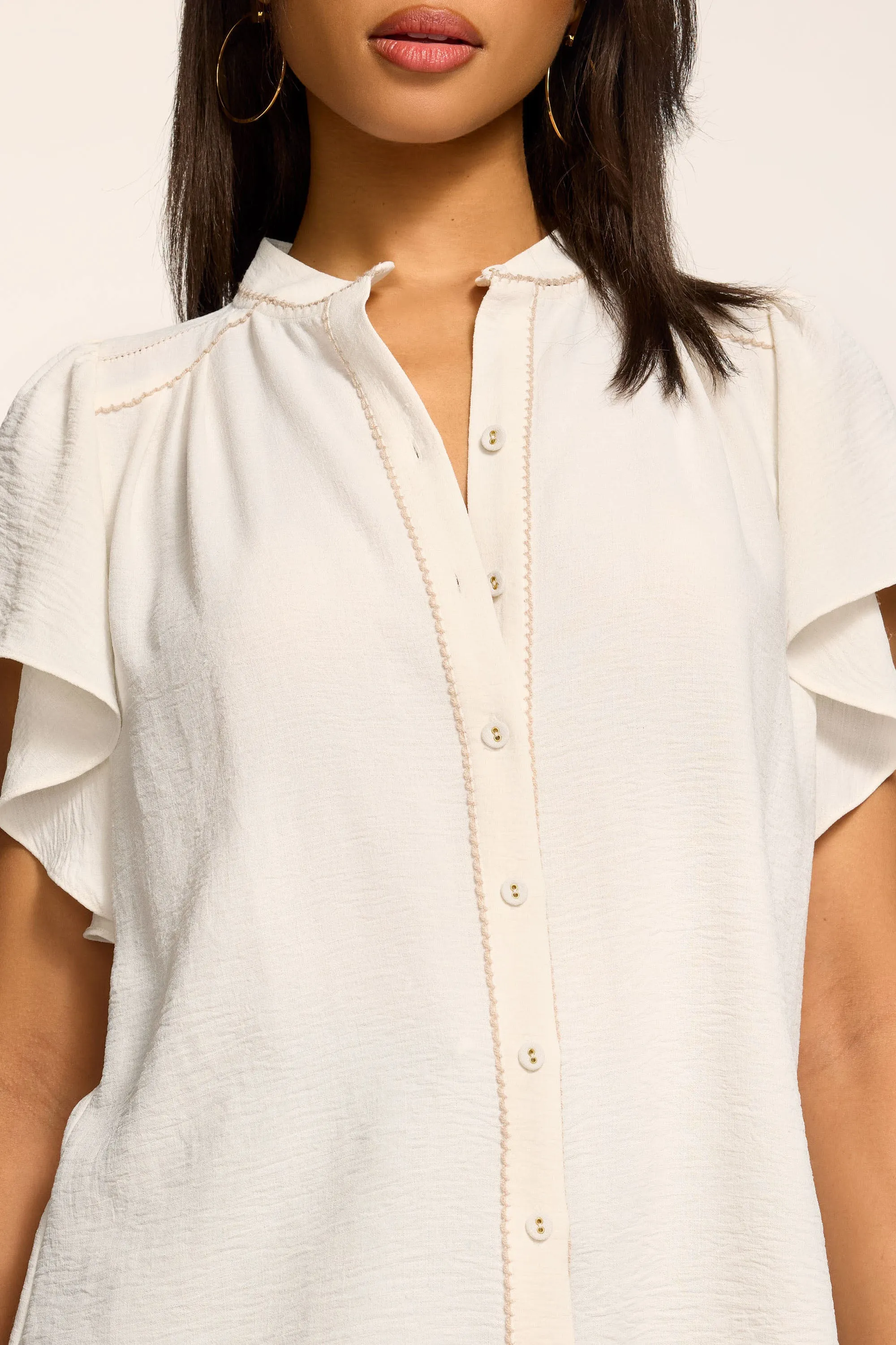 Blake Cotton Poplin Flutter Sleeve Blouse sold by Ramy Brook product image thumbnail 2