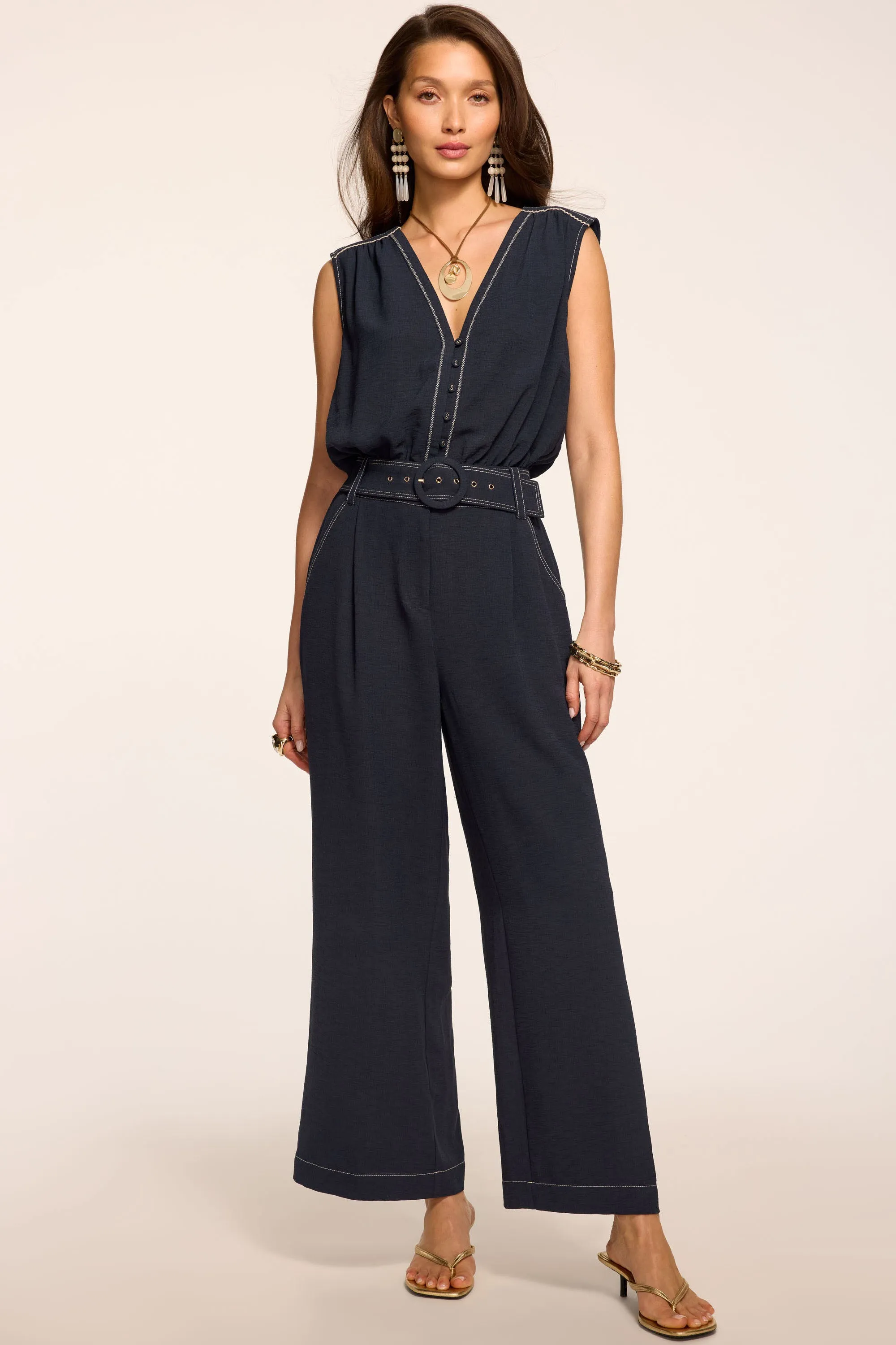 Astrid V-Neck Belted Jumpsuit sold by Ramy Brook