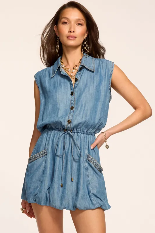 Mireya Chambray Mini Dress made by Ramy Brook
